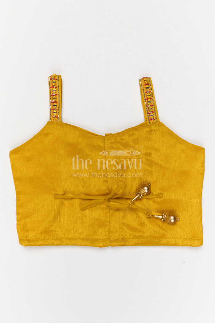 The Nesavu Girls Fancy Lehenga Girls Lehenga Set for Weddings and Festive Celebrations Nesavu Nesavu girls festive lehenga set for weddings and celebrations viscose silk outfit with designer yoke