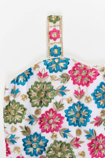 The Nesavu Girls Fancy Lehenga Girls Lehenga Set with Jacket for Wedding Functions Nesavu Nesavu Girls Georgette Lehenga Set With Embroidered Jacket For Weddings Receptions And Festive Occasions