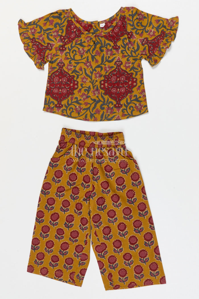 The Nesavu Girls Co-Ord Sets Girls Lightweight Cotton Set for Park Days and Playtime Nesavu 16 (1Y) / Yellow / Cotton GCS010B-16 Nesavu Girls Lightweight Cotton Co Ord Set For Park Days And Active Play