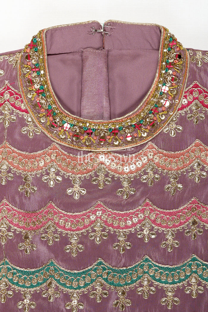 The Nesavu Girls Lehenga Choli Girls Marriage Function Dress in Tissue Fabric with Sequin Embroidery and Designer Multicolor Yoke Nesavu Girls Marriage Function Dress Tissue Sequin Embroidered Lehenga Choli Designer Yoke | The Nesavu