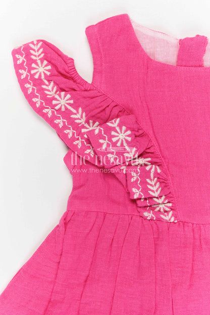 The Nesavu Girls Cotton Frock Girls Muslin Cotton Embroidered Frock for Festive Celebrations and Birthday Parties Nesavu Nesavu Girls Muslin Cotton Embroidered Frock For Birthday Celebrations And Festive Outings
