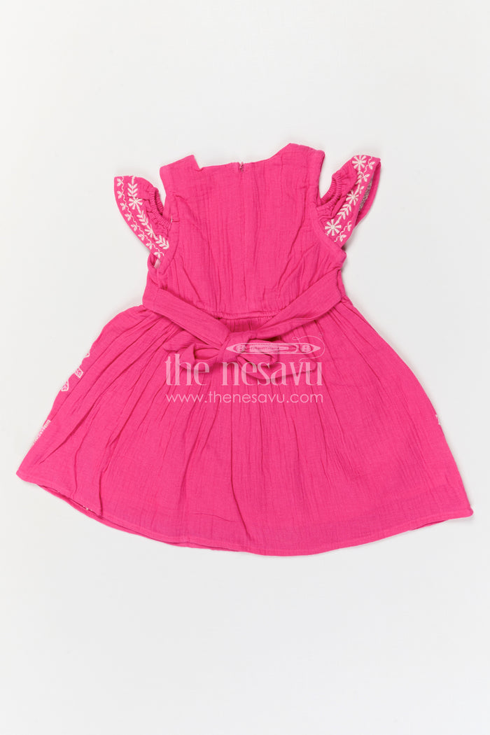 The Nesavu Girls Cotton Frock Girls Muslin Cotton Embroidered Frock for Festive Celebrations and Birthday Parties Nesavu Nesavu Girls Muslin Cotton Embroidered Frock For Birthday Celebrations And Festive Outings