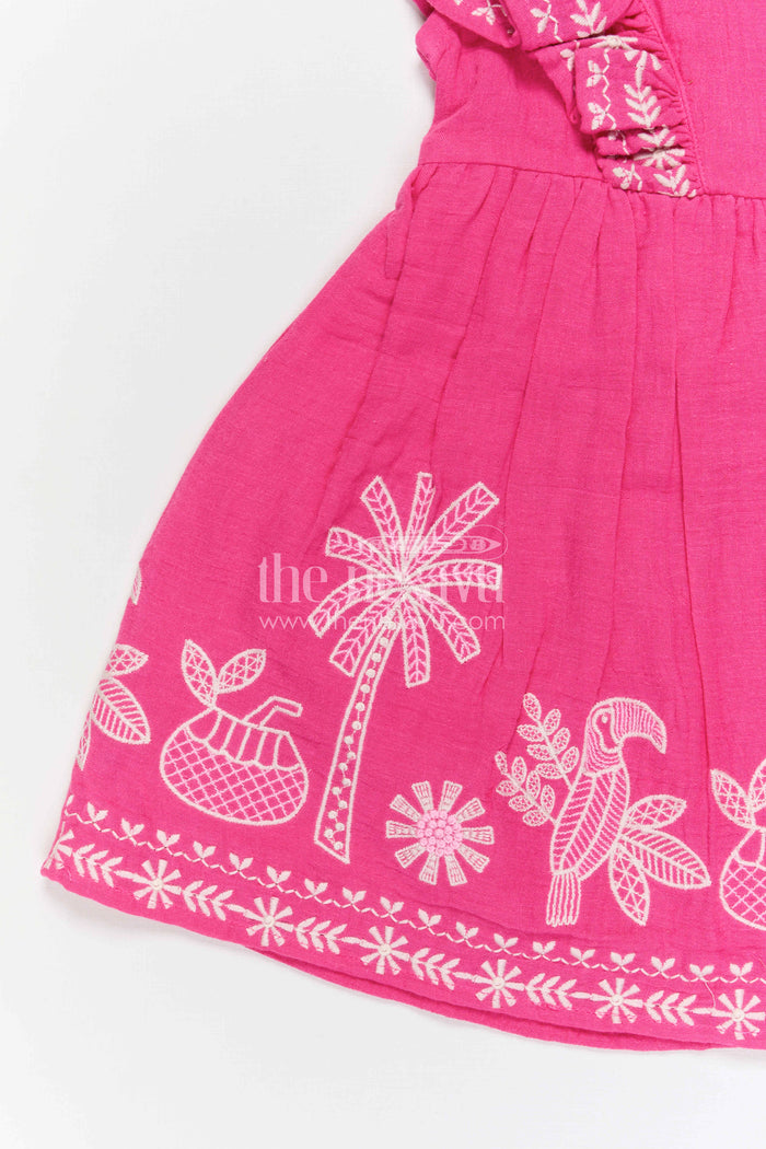The Nesavu Girls Cotton Frock Girls Muslin Cotton Embroidered Frock for Festive Celebrations and Birthday Parties Nesavu Nesavu Girls Muslin Cotton Embroidered Frock For Birthday Celebrations And Festive Outings