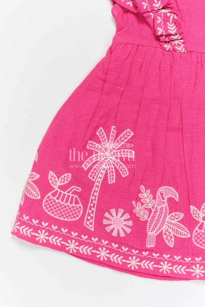 The Nesavu Girls Cotton Frock Girls Muslin Cotton Embroidered Frock for Festive Celebrations and Birthday Parties Nesavu Nesavu Girls Muslin Cotton Embroidered Frock For Birthday Celebrations And Festive Outings