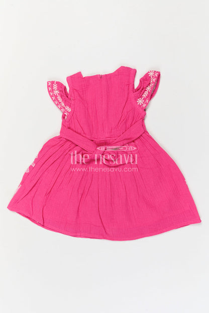 The Nesavu Girls Cotton Frock Girls Muslin Cotton Embroidered Frock for Festive Celebrations and Birthday Parties Nesavu Nesavu Girls Muslin Cotton Embroidered Frock For Birthday Celebrations And Festive Outings