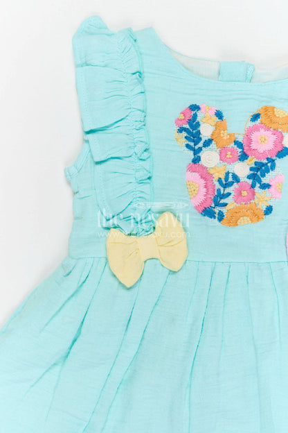 The Nesavu Girls Cotton Frock Girls Muslin Cotton Frock for Breezy Summer Outings and Playful Moments Nesavu Nesavu Girls Muslin Cotton Embroidered Frock For Summer Outings And Playdates