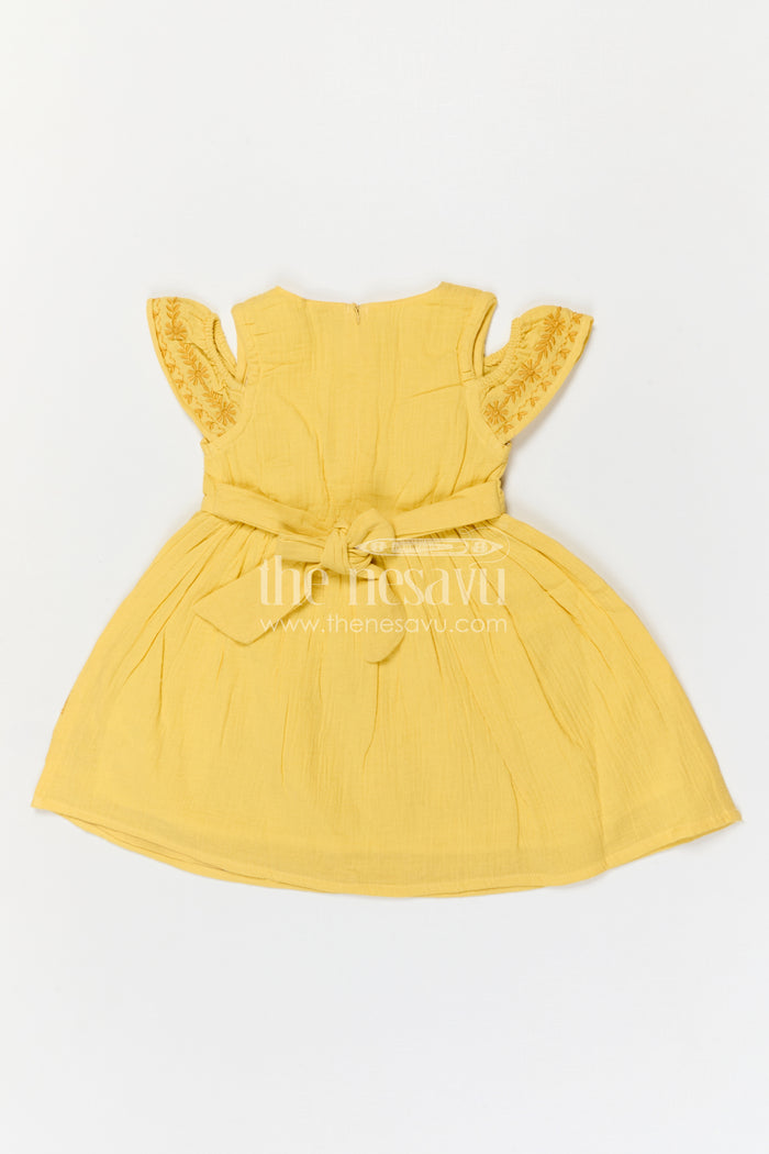 The Nesavu Girls Cotton Frock Girls Muslin Cotton Frock with Embroidered Border for Festive Gatherings and Family Occasions Nesavu Nesavu Girls Muslin Cotton Embroidered Frock For Festive Gatherings And Special Occasions