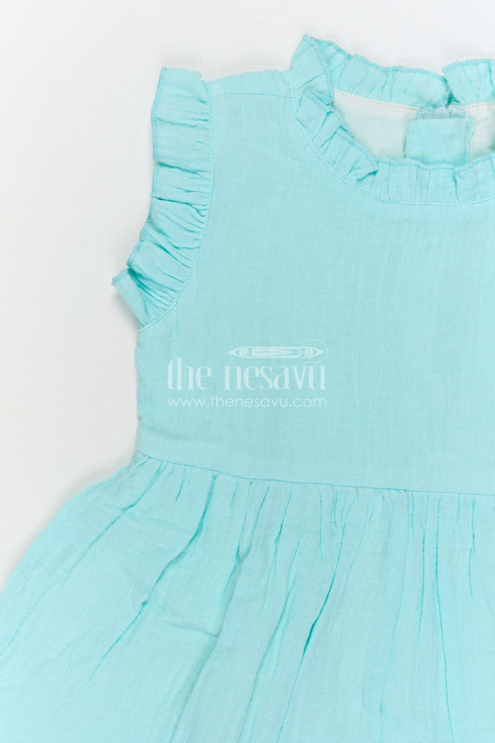 The Nesavu Girls Cotton Frock Girls Muslin Cotton Frock with Embroidered Jacket for Festive Outings and Special Occasions Nesavu Nesavu Girls Muslin Cotton Frock With Embroidered Jacket For Festive Celebrations