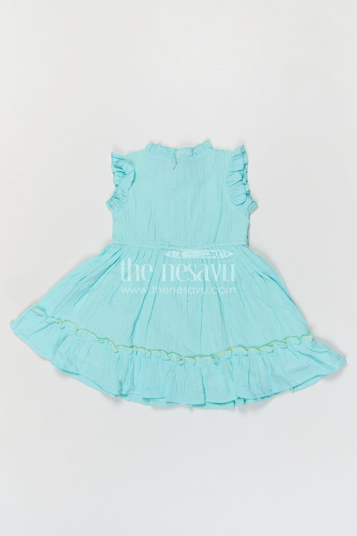 The Nesavu Girls Cotton Frock Girls Muslin Cotton Frock with Embroidered Jacket for Festive Outings and Special Occasions Nesavu Nesavu Girls Muslin Cotton Frock With Embroidered Jacket For Festive Celebrations