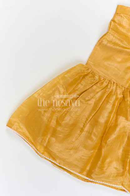 The Nesavu Girls Sharara / Plazo Set Girls Organza Sharara Set for Festive Celebrations and Wedding Events Nesavu Nesavu girls glaze organza sharara set with designer embroidered yoke for weddings and festive events