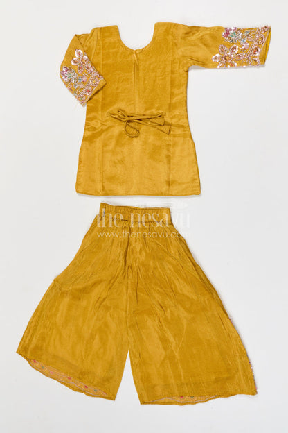 The Nesavu Girls Sharara / Plazo Set Girls Organza Sharara Set for Weddings and Festive Occasions Nesavu Nesavu girls sharara set for weddings and festive celebrations viscose silk designer embroidered outfit