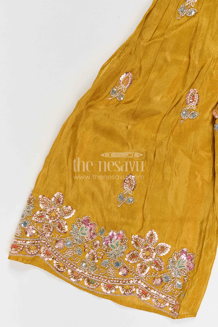 The Nesavu Girls Sharara / Plazo Set Girls Organza Sharara Set for Weddings and Festive Occasions Nesavu Nesavu girls sharara set for weddings and festive celebrations viscose silk designer embroidered outfit