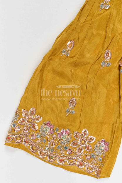 The Nesavu Girls Sharara / Plazo Set Girls Organza Sharara Set for Weddings and Festive Occasions Nesavu Nesavu girls sharara set for weddings and festive celebrations viscose silk designer embroidered outfit