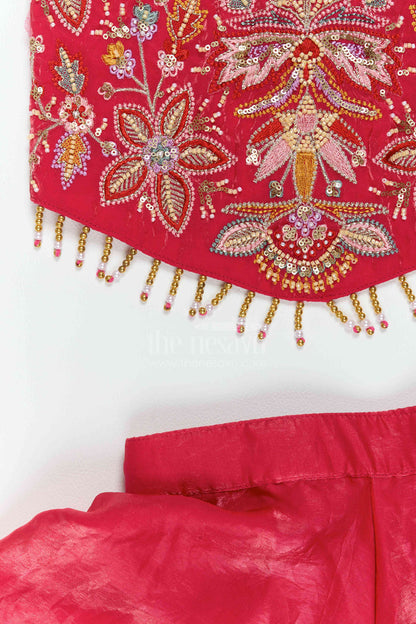 The Nesavu Girls Sharara / Plazo Set Girls Organza Sharara Set for Weddings Parties and Festive Functions Nesavu Nesavu Girls Organza Sharara Set For Weddings Parties Festive Functions And Elegant Family Celebrations