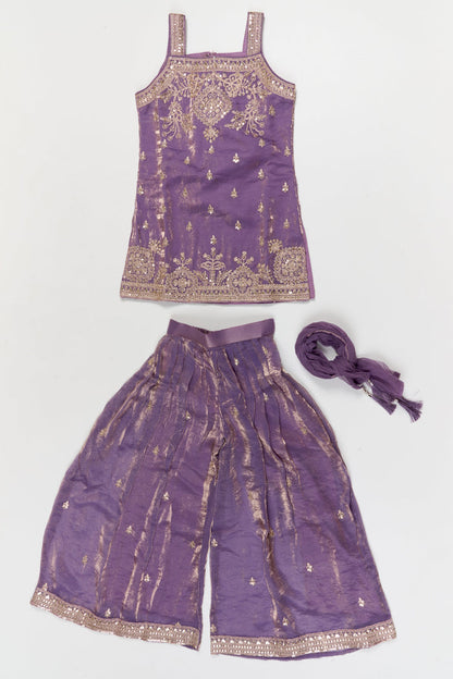 The Nesavu Girls Sharara / Plazo Set Girls Organza Sharara Set with Zari Embroidery for Weddings and Receptions Nesavu Nesavu girls organza sharara set with zari embroidery and dupatta – ideal for weddings and festive functions