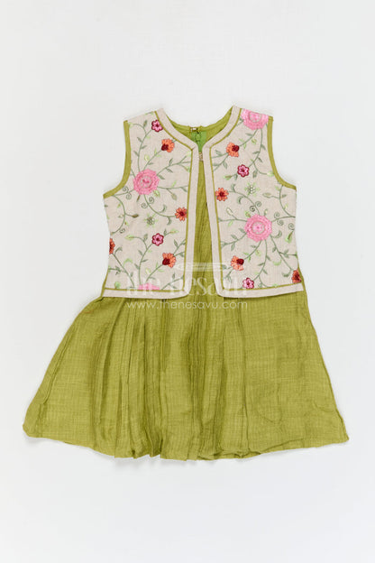 Girls Outfit with Embroidered Jacket for Festive Wear and Outings