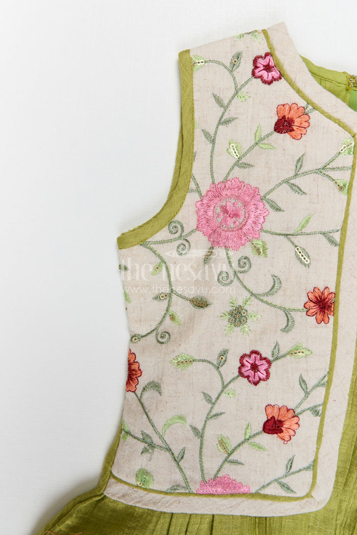 Girls Outfit with Embroidered Jacket for Festive Wear and Outings