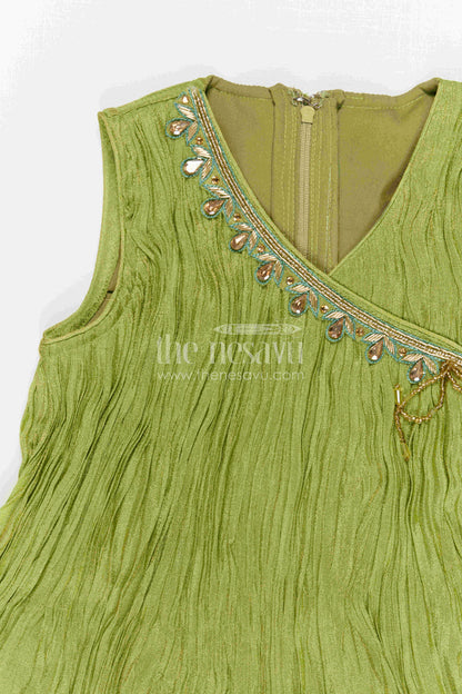 The Nesavu Girls Sharara / Plazo Set Girls Palazzo Set for Daily Wear and Casual Outings Nesavu Nesavu Girls Palazzo Set Viscose Blend Silk With Pleated Design For Casual And Daily Wear