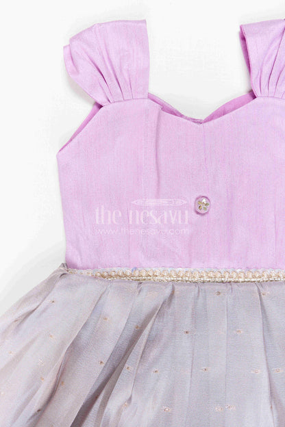 The Nesavu Silk Frock Girls Party Frock for Birthday Celebrations and Special Photo Moments Nesavu Nesavu Girls Semi Banaras Silk Party Frock With Shimmer Skirt For Birthdays And Celebrations