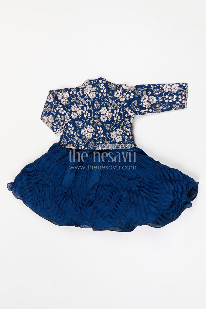 The Nesavu Silk Frock Girls Party Frock for Birthdays and Festive Occasions Nesavu Nesavu girls silk party frock with georgette embroidered jacket for birthday parties and celebrations