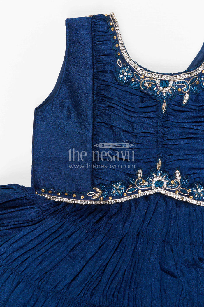 The Nesavu Silk Frock Girls Party Frock for Birthdays and Festive Occasions Nesavu Nesavu girls silk party frock with georgette embroidered jacket for birthday parties and celebrations