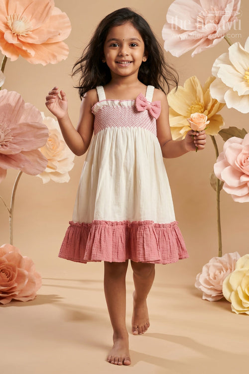 The Nesavu Girls Cotton Frock Girls Party Frock for Birthdays and Special Celebrations Nesavu 16 (1Y) / Pink / Muslin Cotton GFC2214B-16 Nesavu Girls Party Frock For Birthdays And Celebrations With Muslin Cotton Layered Flared Design