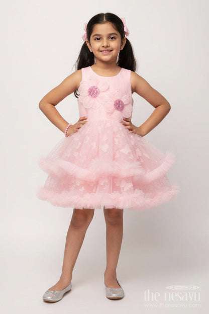 The Nesavu Girls Fancy Party Frock Girls Party Frock for Birthdays and Twirling Celebrations Nesavu 16 (1Y) / Peach PF257A-16 Nesavu girls net party frock birthdays twirl-friendly celebrations