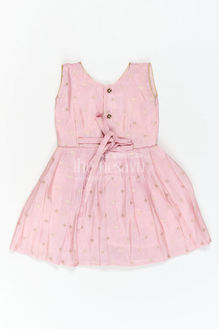 The Nesavu Silk Frock Girls Party Frock for Milestone Celebrations and Family Portraits Nesavu Nesavu Girls Semi Banaras Silk Party Frock For Milestone Celebrations And Family Events