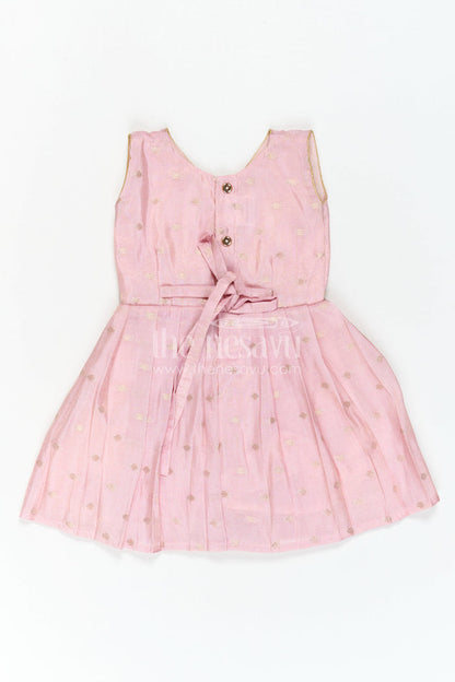 The Nesavu Silk Frock Girls Party Frock for Milestone Celebrations and Family Portraits Nesavu Nesavu Girls Semi Banaras Silk Party Frock For Milestone Celebrations And Family Events