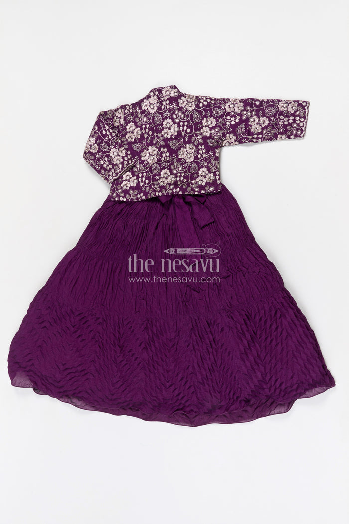 The Nesavu Girls Casual Gown Girls Party Gown for Birthdays and Special Celebrations Nesavu Nesavu girls georgette party gown with embroidered jacket for birthdays and celebrations