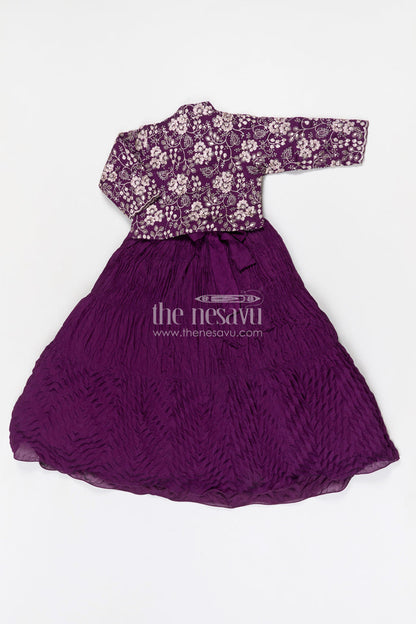 The Nesavu Girls Casual Gown Girls Party Gown for Birthdays and Special Celebrations Nesavu Nesavu girls georgette party gown with embroidered jacket for birthdays and celebrations