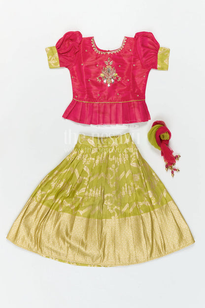 Girls Pattu Pavadai for Festivals and Traditional Celebrations