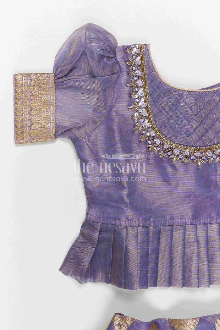 The Nesavu Pattu Pavadai Girls Pattu Pavadai for Festive Occasions and Family Functions Nesavu Nesavu Girls Pattu Pavadai For Festive Occasions With Blend Silk And Tissue Skirt Traditional Design
