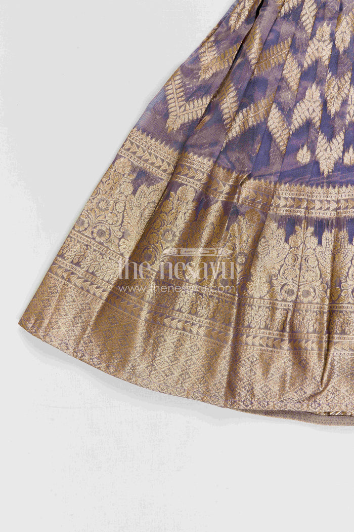 The Nesavu Pattu Pavadai Girls Pattu Pavadai for Festive Occasions and Family Functions Nesavu Nesavu Girls Pattu Pavadai For Festive Occasions With Blend Silk And Tissue Skirt Traditional Design