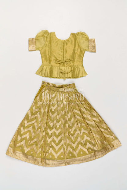 The Nesavu Pattu Pavadai Girls Pattu Pavadai for Festive Occasions and Traditional Functions Nesavu Nesavu Girls Pattu Pavadai Set In Blend Silk With Tissue Skirt For Festive Occasions And Traditional Functions