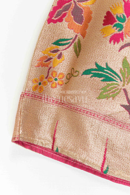 The Nesavu Pattu Pavadai Girls Pattu Pavadai for Traditional Festivals and Temple Visits Nesavu Nesavu Girls Pattu Pavadai For Festivals And Temple Visits With Blend Silk And Tissue Bottom Design