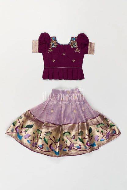 The Nesavu Pattu Pavadai Girls Pattu Pavadai for Weddings and Traditional Celebrations Nesavu Nesavu Girls Pattu Pavadai For Weddings With Blend Silk And Tissue Bottom Festive Traditional Design