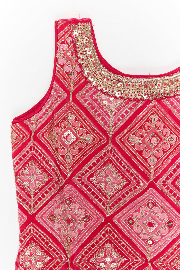 The Nesavu Girls Sharara / Plazo Set Girls Plazo Set with Sequin Embroidery for Festive Gatherings Nesavu Nesavu girls plazo set with sequin embroidered yoke and tassels – perfect for festive events and family gatherings