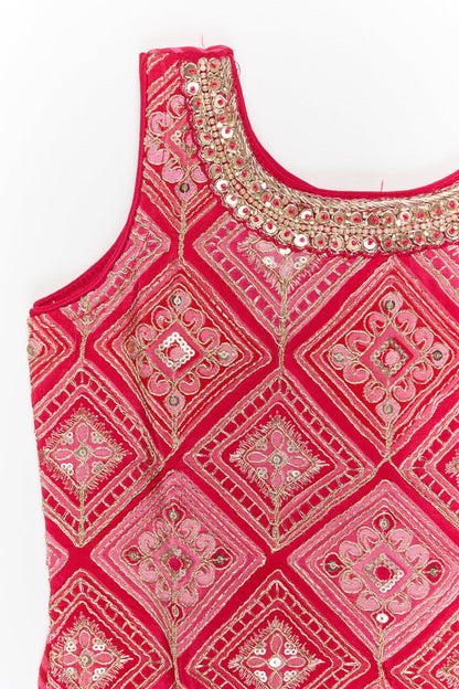The Nesavu Girls Sharara / Plazo Set Girls Plazo Set with Sequin Embroidery for Festive Gatherings Nesavu Nesavu girls plazo set with sequin embroidered yoke and tassels – perfect for festive events and family gatherings