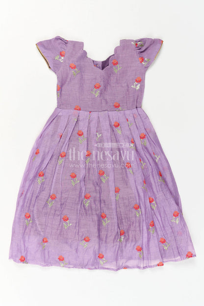 The Nesavu Girls Casual Gown Girls Pleated Party Gown for Birthdays and Festive Occasions Nesavu Nesavu Girls Pleated Party Gown For Birthdays Festive Events And Family Celebrations With Embroidery