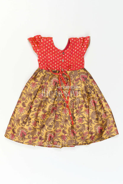 The Nesavu Girls Casual Gown Girls Printed Casual Gown for Festive Outings and Summer Parties Nesavu Nesavu Girls Printed Casual Gown For Festive Outings And Summer Celebrations With Floral Design