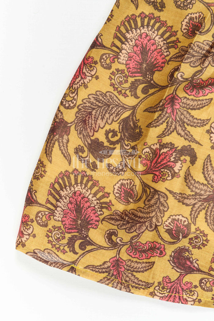 The Nesavu Girls Casual Gown Girls Printed Casual Gown for Festive Outings and Summer Parties Nesavu Nesavu Girls Printed Casual Gown For Festive Outings And Summer Celebrations With Floral Design