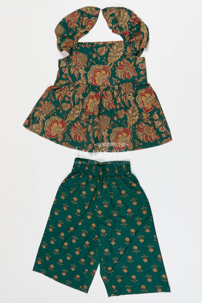 The Nesavu Girls Co-Ord Sets Girls Printed Cotton Co Ord Set for Travel and Playdates Nesavu 16 (1Y) / Green / Cotton GCS003A-16 Nesavu Girls Printed Cotton Co Ord Set With Digital Print For Travel Playdates And Casual Outings