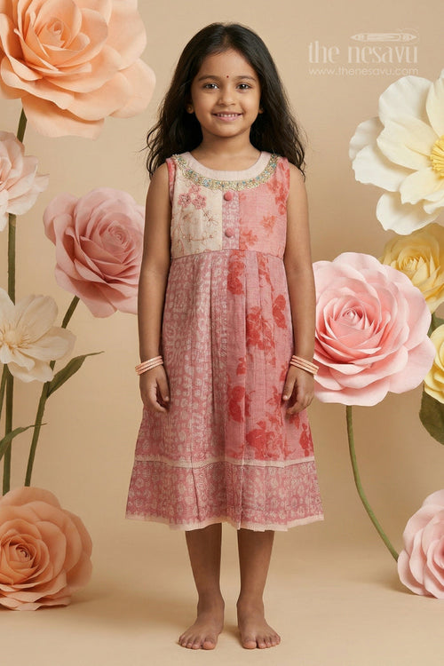 The Nesavu Girls Cotton Frock Girls Printed Cotton Frock for Casual Outings and Daily Wear Nesavu 14 (6M) / Peach / Cotton GFC2168A-14 Nesavu girls cotton viscose printed frock for casual wear and summer outings