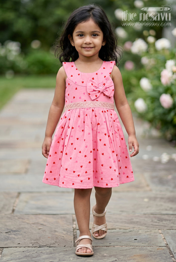 The Nesavu Girls Cotton Frock Girls Printed Frock for Birthdays and Playful Outings Nesavu 14 (6M) / Pink / Muslin Cotton GFC2265A-14 Nesavu Girls Muslin Cotton Frock With Digital Print For Birthdays And Playful Outings