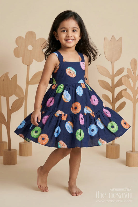 The Nesavu Girls Cotton Frock Girls Printed Party Frock for Birthdays and Festive Outings Nesavu 18 (2Y) / Multicolor / Bubble GFC2131B-18 Nesavu girls bubble crepe printed frock for birthday parties festive outings and fun celebrations