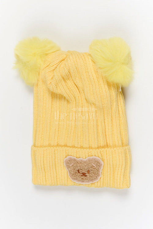 The Nesavu Baby Accessories Girls Rib Knit Beanie Cap for Cute Casual Styling Nesavu Yellow / Rib Knit IA001A-8 Nesavu Girls Yellow Rib Knit Beanie Cap For Cute Casual Style | New born to 6 months