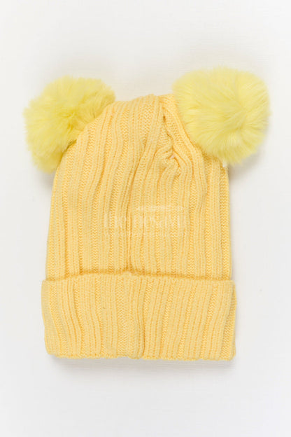 The Nesavu Baby Accessories Girls Rib Knit Beanie Cap for Cute Casual Styling Nesavu Yellow / Rib Knit IA001A-8 Nesavu Girls Yellow Rib Knit Beanie Cap For Cute Casual Style | New born to 6 months