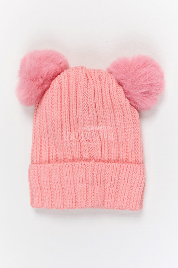 The Nesavu Baby Accessories Girls Rib Knit Beanie Cap for Stylish Daily Wear Nesavu Peach / Rib Knit IA001C-8 Nesavu Girls Peach Rib Knit Beanie Cap For Cute Everyday Styling | New Born To 14 Years