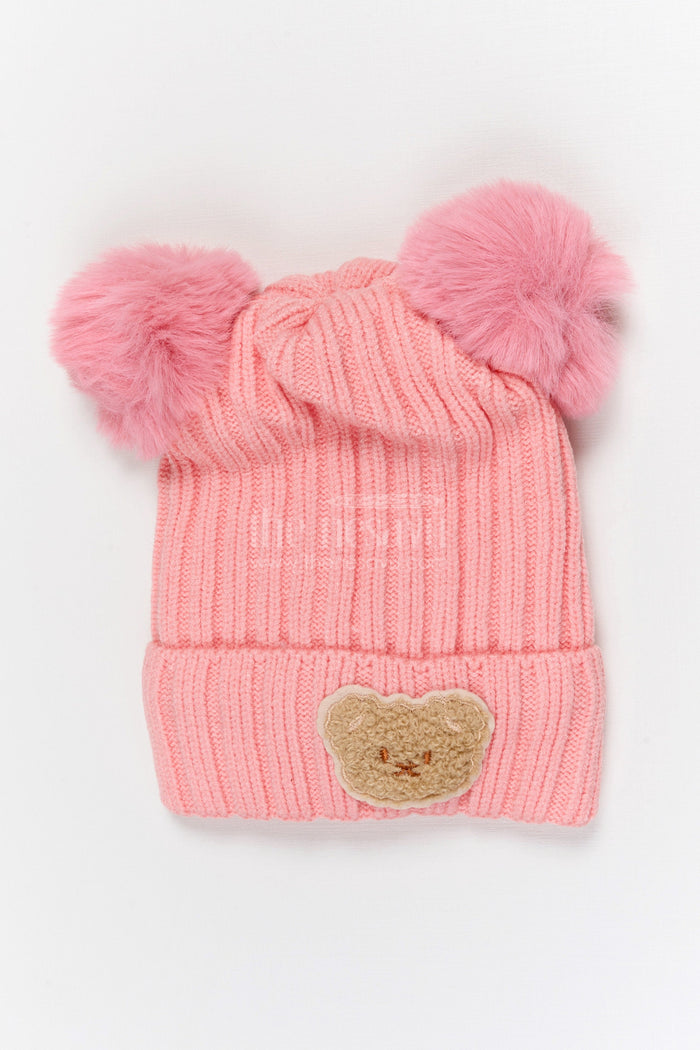 The Nesavu Baby Accessories Girls Rib Knit Beanie Cap for Stylish Daily Wear Nesavu Peach / Rib Knit IA001C-8 Nesavu Girls Peach Rib Knit Beanie Cap For Cute Everyday Styling | New Born To 14 Years